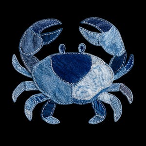 Faux Denim Patchwork Crab PNG for Sublimation or Printing with Image Transfer Techniques for Quilts Included (DIGITAL DOWNLOAD)