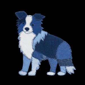 Patchwork di denim finto Border Collie PNG per sublimazione o stampa con tecniche di trasferimento dell'immagine per trapunte incluse (DOWNLOAD DIGITALE)