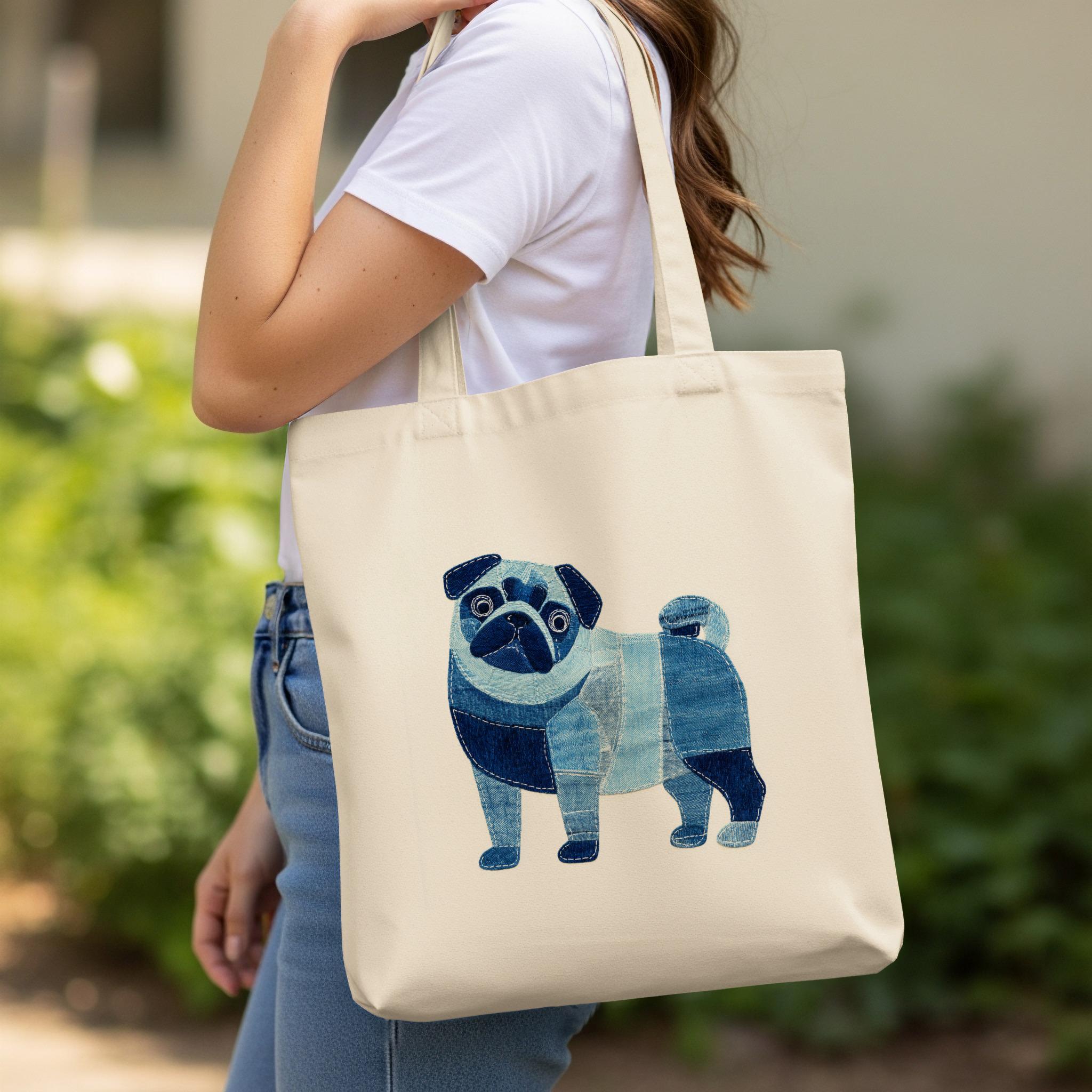 Faux Denim Patchwork Pug PNG for Sublimation or Printing With Image ...