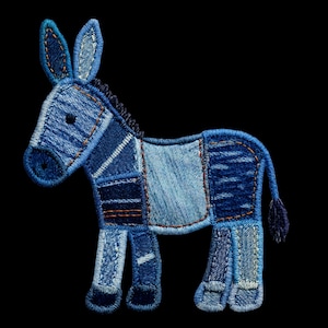 Faux Denim Patchwork Donkey PNG för sublimering eller tryck med bildöverföringstekniker för quilts inkluderade (DIGITAL NEDLADDNING)
