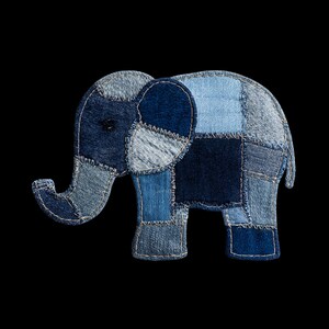 Faux Denim Patchwork Elephant PNG for Sublimation or Printing with Image Transfer Techniques for Quilts Included (DIGITAL DOWNLOAD)