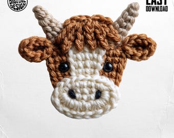 Faux Yarn Crochet Highland Cow PNG Latch Hook - DTF Design Sublimation DIY Projects (Digital Download)