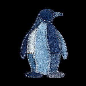 Faux Denim Patchwork Pinguin PNG für Sublimation oder Druck mit Bildtransfertechniken für Quilts (DIGITAL DOWNLOAD)