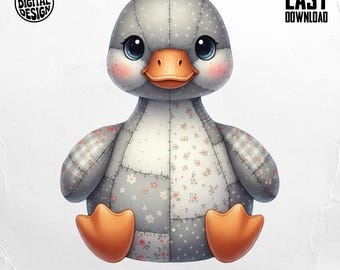 Quilted Goose PNG, Patchwork Goose Clipart for Sublimation, T-Shirt, Digital Download
