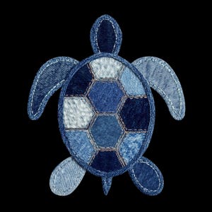 Faux denim patchwork tortue de mer PNG pour sublimation ou impression avec des techniques de transfert d'image pour courtepointe incluses (TÉLÉCHARGEMENT NUMÉRIQUE)
