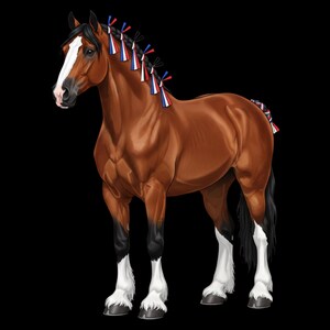 Buntweißes Clydesdale Draft Horse PNG für Sublimation, Amerikanische Flagge Pferd, 4