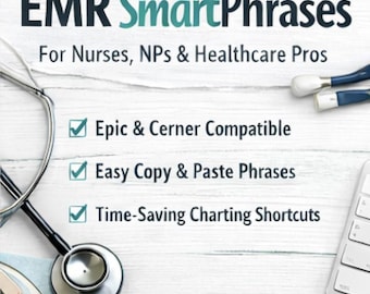EMR Smartphrases for Nurses | Epic, Cerner Compatible (PDF Download) - Etsy
