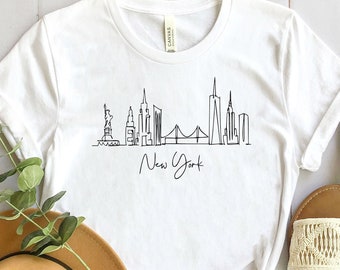 New York T-shirt, New York Skyline Canvas, New York City Shirt, Minimalist Shirt, Girlfriend Gift, Valentines Day Gift, Love Shirt, Gift Tee