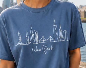 Comfort Colors® New York Skyline T-Shirt: Minimalist City Canvas Tee
