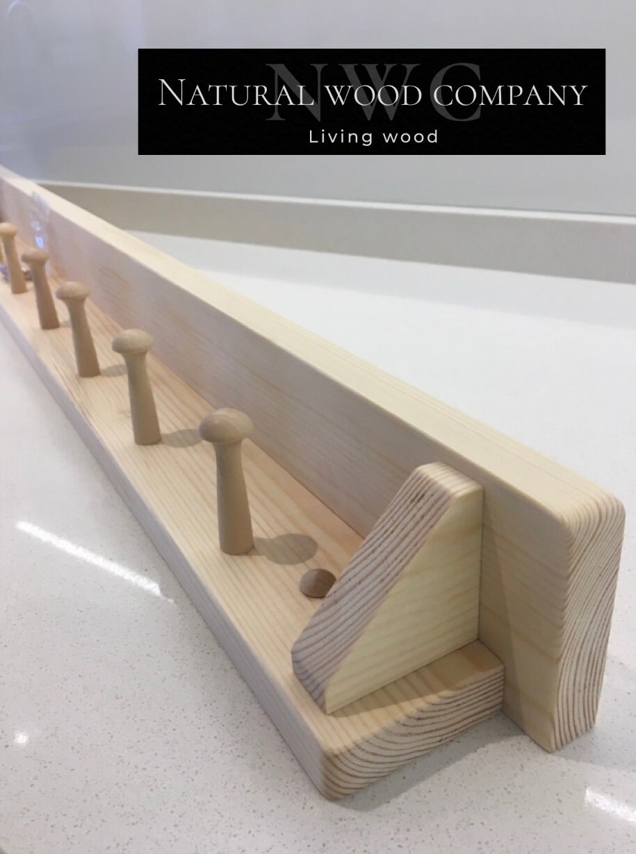 Made to order solid wood shelf with shaker pegs Peg Rail Etsy