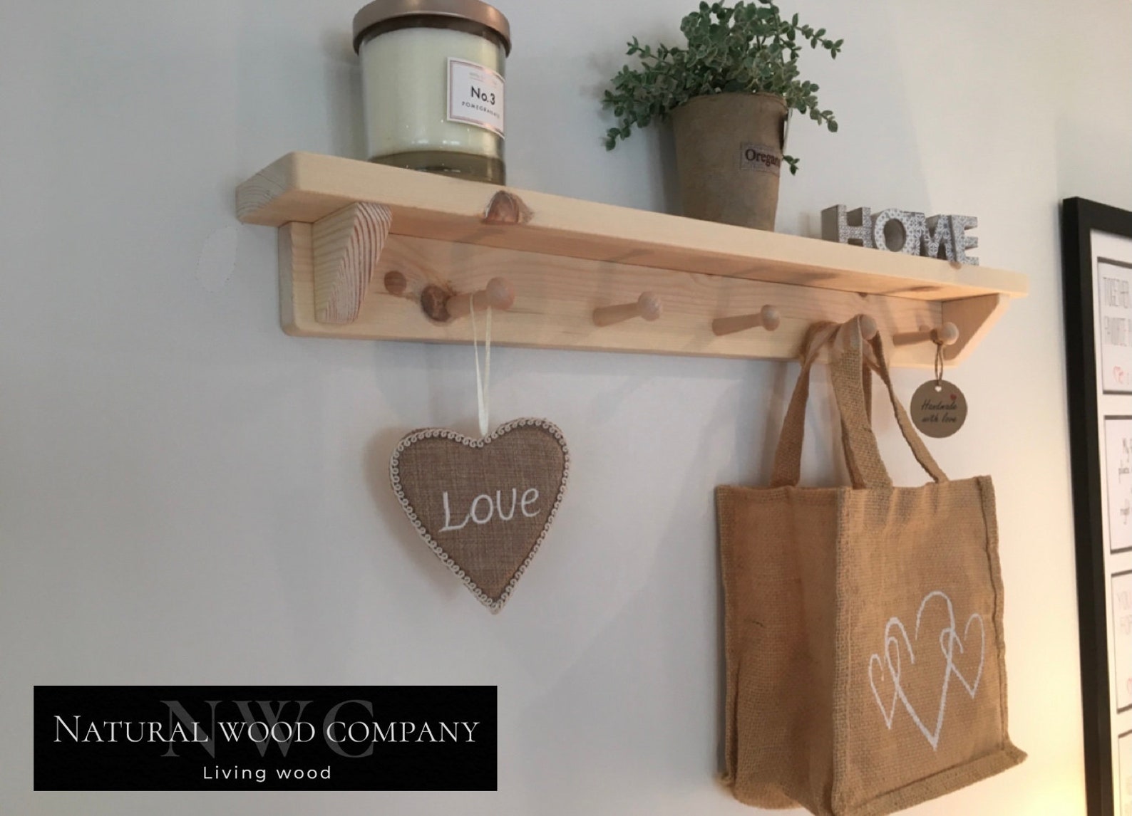 Made to order solid wood shelf with shaker pegs Peg Rail Etsy