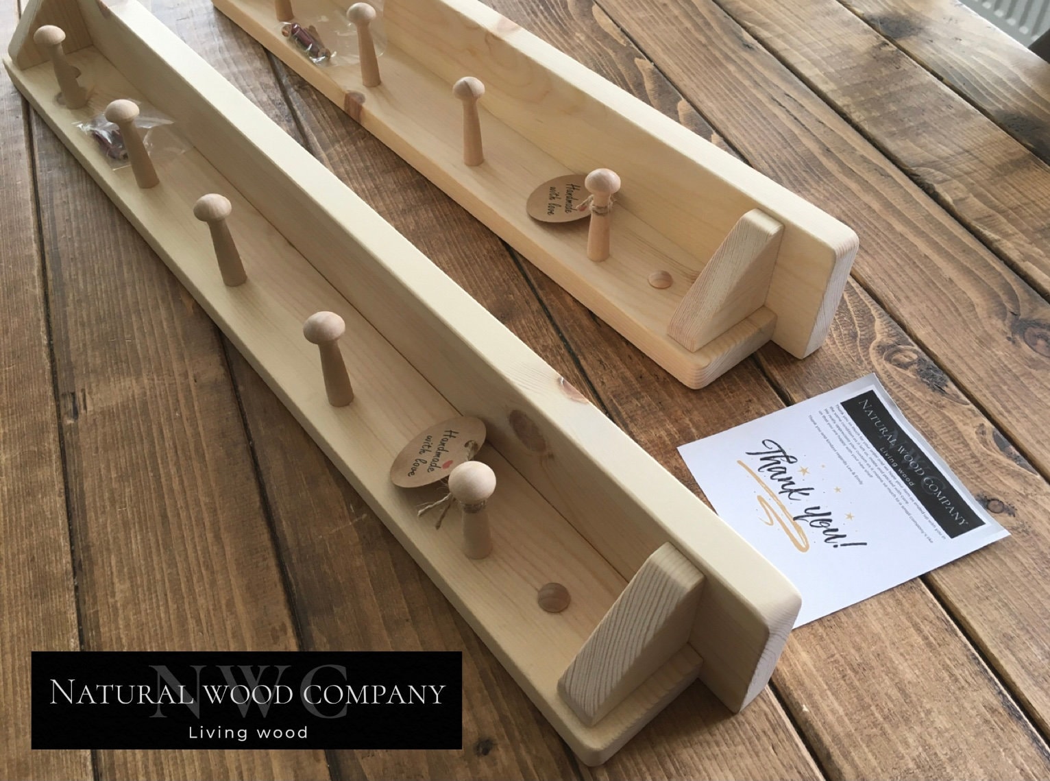 Made to order solid wood shelf with shaker pegs Peg Rail Etsy