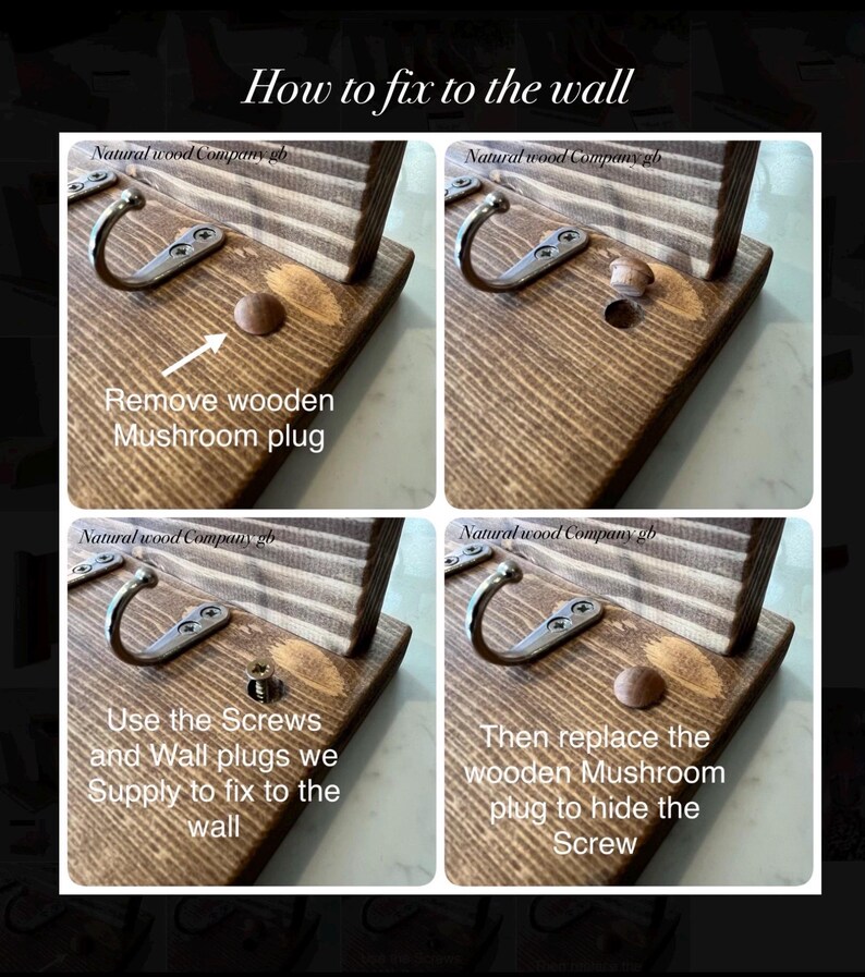 Handmade Oak Waxed Key Holder Shelf afbeelding 7