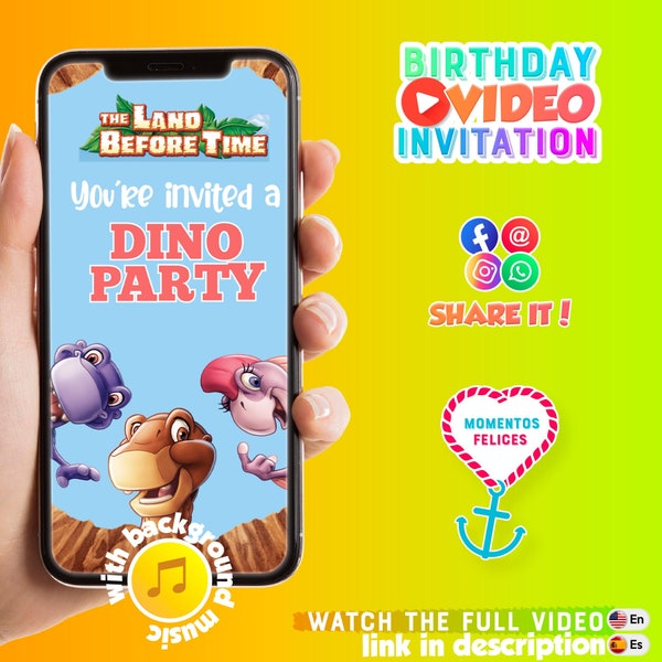 The land before time, Dino Party, TRex, Video Invitation