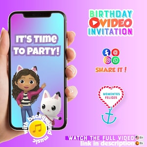 Gabby Dollhouse, Gabby&#39;s Dollhouse video invitation, Tiny party, Gabbys dollhouse