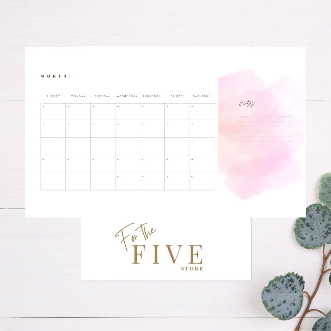 Printable Calendar, Watercolor, Legal Size 8.5x14 Landscape - Etsy
