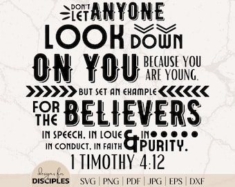 1 Timothy SVG | Christian Youth SVG | Bible Verse SVG | Youth Group svg | Christian Kids Shirt | Christian Sublimation | Christian