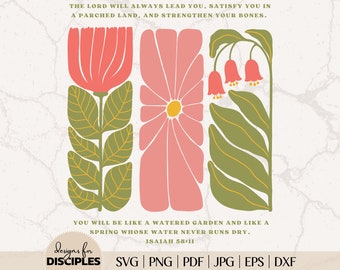 You Will Be Like A Watered Garden PNG | Isaiah 58:11 | Christian Shirt | Christian Sublimation | Cute Bible Verse | Cute Christian Shirt