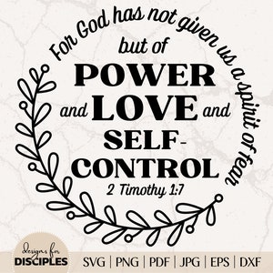 2 Timoteüs 1:7 SVG & PNG | Bijbelvers SVG | Schattig Bijbelvers SVG | Leuk christelijk shirt | Christelijke sublimatie | Christelijke SVG | Jezus-svg