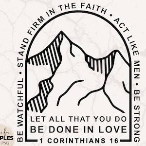 Standvastig in het geloof SVG | 1 Korintiërs 16 SVG | Christelijk overhemd voor mannen | Bijbelvers SVG | Christelijk overhemd | Christelijke sublimatie
