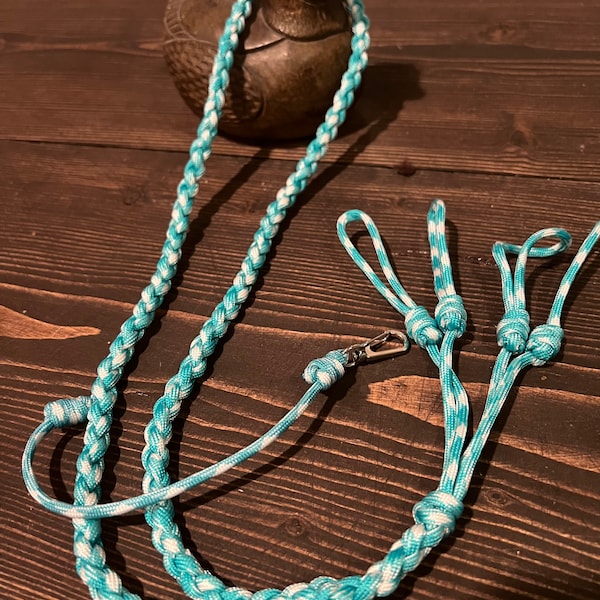 Bright Teal Turquoise Camo Paracord Duck & Goose Call Lanyard - Holds 2 Calls and a Whistle