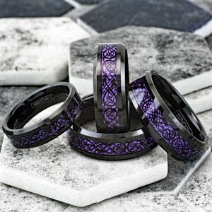 Beautiful Matching 6mm 0r 8mm Purple Tungsten Men s or Women s