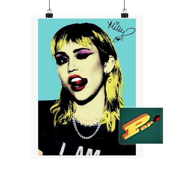 Miley Cyrus Póster, comic, regalo de Miley Cyrus, impresión pared, diseño retro, Miley Cyrus, regalos música, Miley Cyrus merchandise