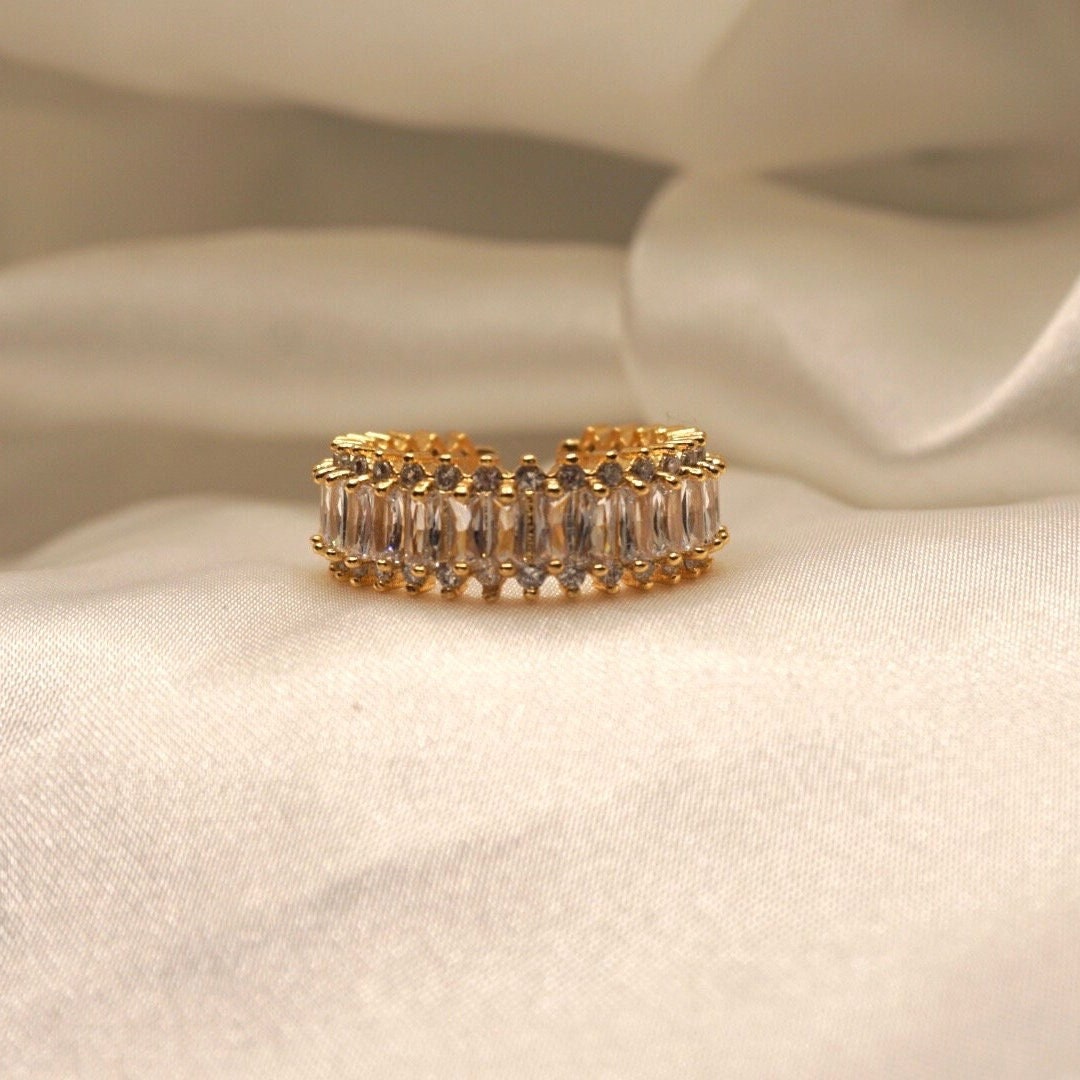 Gold Plated Adjustable Ring, Promise Ring, Non Tarnish Statement Ring