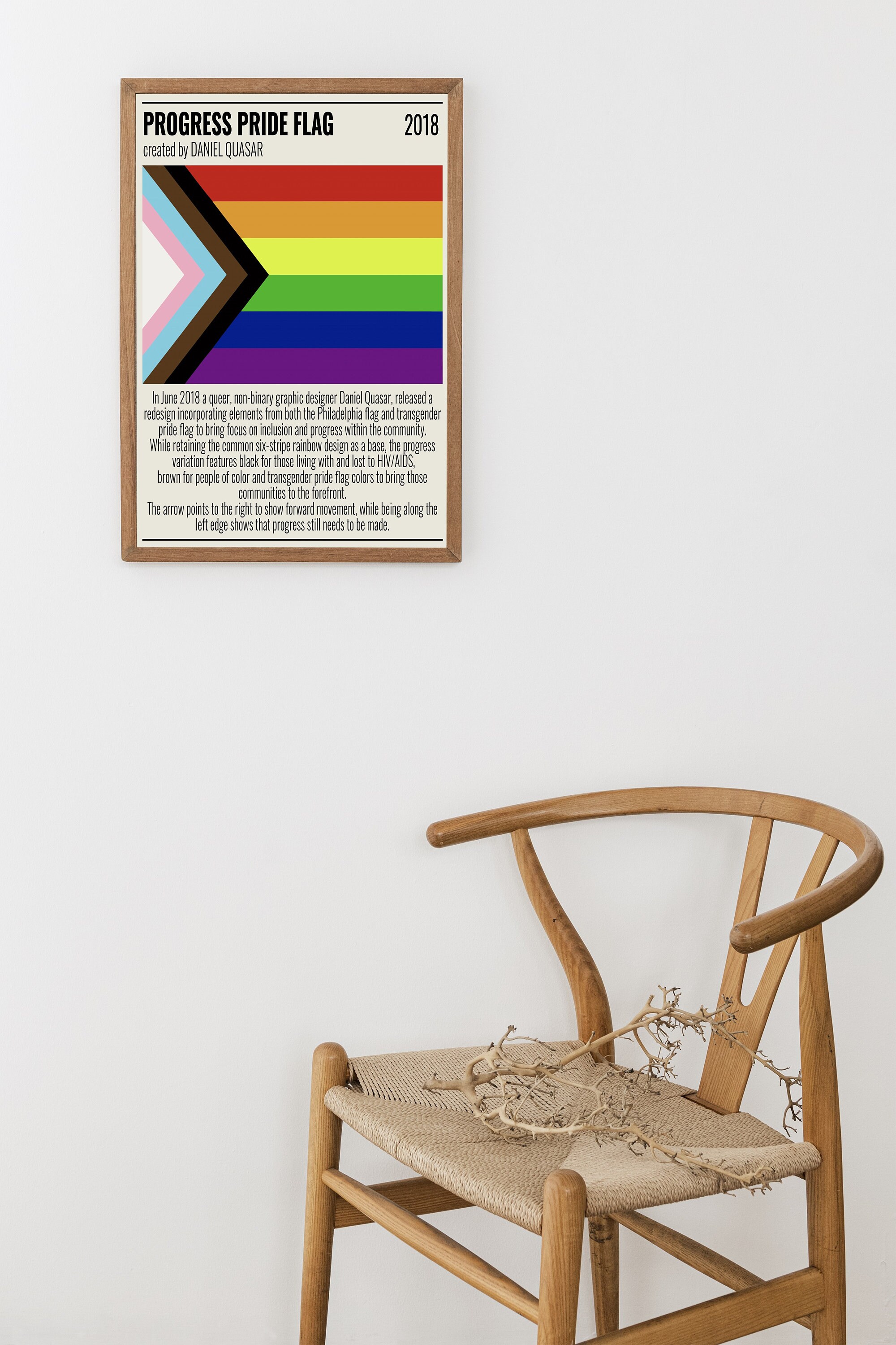 Minimal Progress Pride Flag Poster Printable LGBTQ Flag Print LGBT Wall ...