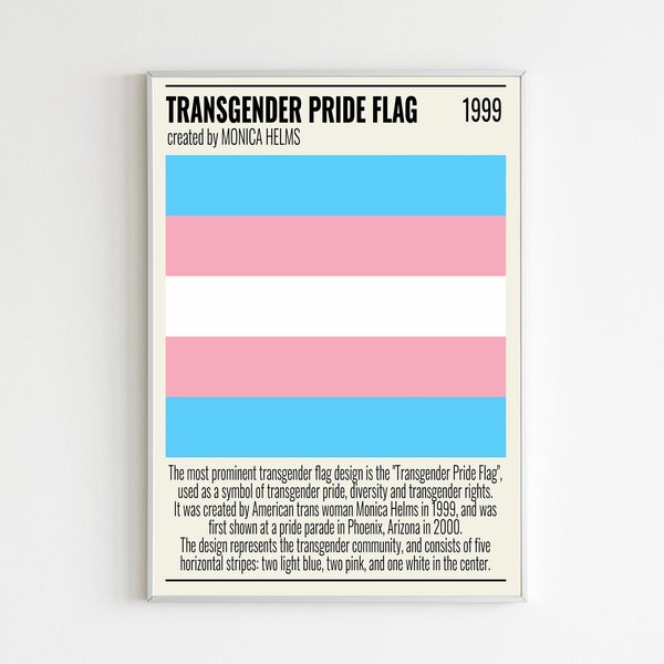 Minimal Transgender Pride Flag Poster Printable| LGBTQ+ Flag Print| LGBT Wall Art| LGBT Flag| Gay Pride| Poster| Print| Digital Download