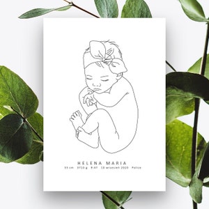 DRUCKBARES GEBURTSPOSTER, Neugeborenen Illustration im Maßstab 1:1, Geburtsposter, Geburtsposter, Geburtsposter, Babyposter