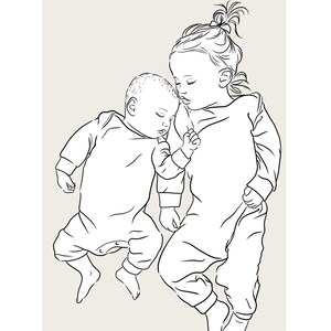 Póster de hermanos personalizado imprimible, Ilustración de recién nacido, Regalo de nacimiento, Póster de nacimiento, Geburtsposter, Decoración de guardería, Póster de bebé