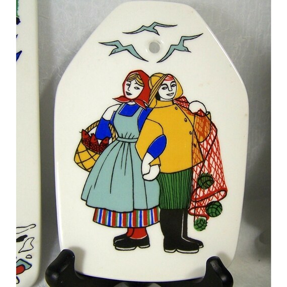 Norway Torskefiske Handpainted Silkscreen Gerd Design Wall Plaques