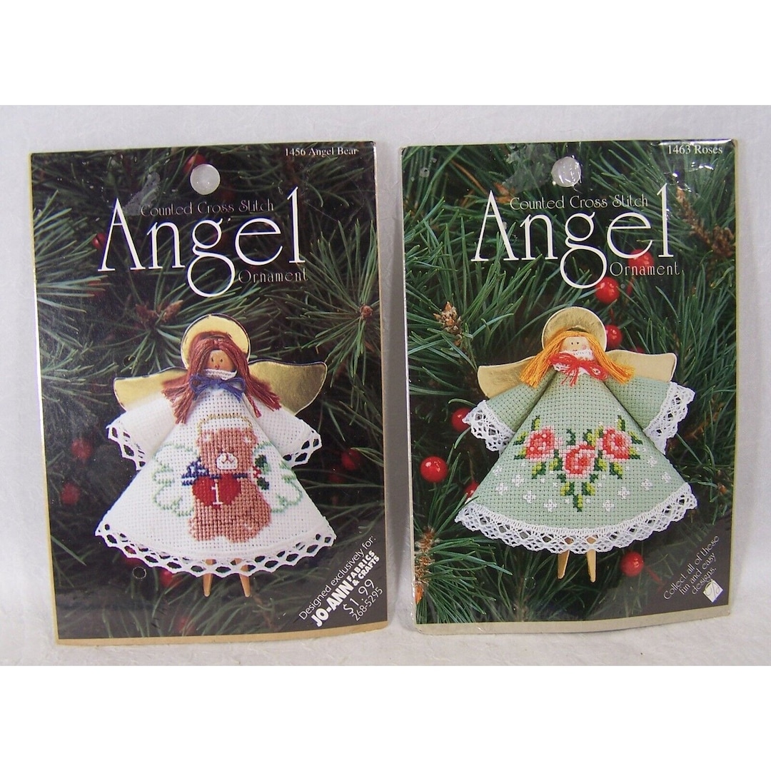 Designs for the Needle Two Cross Stitch Clothespin Angel Ornament Kits