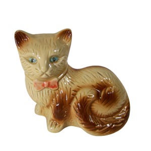 Statuetta vintage in ceramica raffigurante un gatto siamese, 14 cm, per collezionisti di gatti.