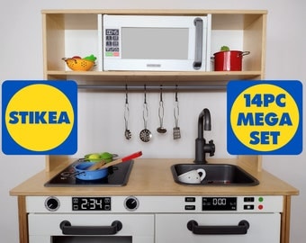 MEGA DUKTIG Sticker Pack 14PC IKEA Play Mud Kitchen Decal Set Bundle Microwave Keypad Cooker Oven Dials Dishwasher Vinyl