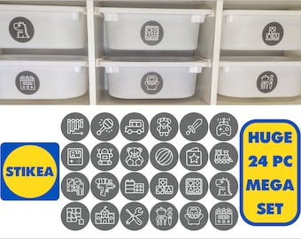 24PC GREY TROFAST MEGA Sticker Set Ikea Labels Toy Organisation Storage Pack Toy Box Decals Variera Kuggis