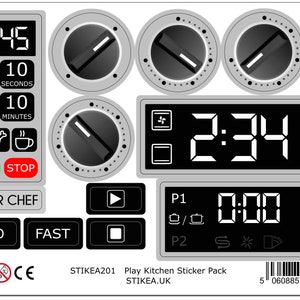 MEGA DUKTIG Sticker Pack 14PC IKEA Play Mud Cuisine Décalcomanie Set Bundle Micro-ondes Clavier Cuisinière Four Cadrans Lave-vaisselle Vinyle image 6