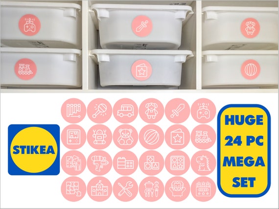 24 STUCK PINK TROFAST MEGA Sticker Set Ikea Etiketten Spielzeug Organisation Aufbewahrungspackung SpielzeugBox Aufkleber Variera Kuggis Etsy