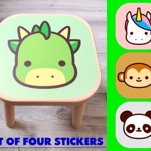 IKEA FLISAT KAWAII Set of Four Stool Stickers, decal children&#39;s chair wooden stool (furniture not included) Ikea Hack