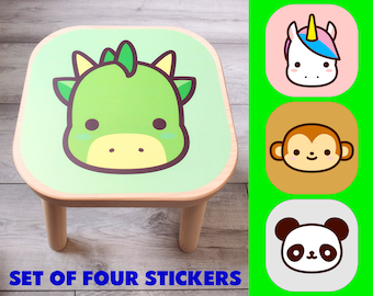 IKEA FLISAT KAWAII Set of Four Stool Stickers, decal children's chair wooden stool (furniture not included) Ikea Hack