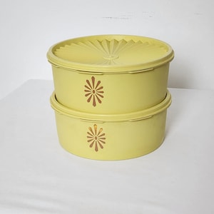 VTG 70s Tupperware Servalier Container Set Daisy Design Retro Kitchen Storage