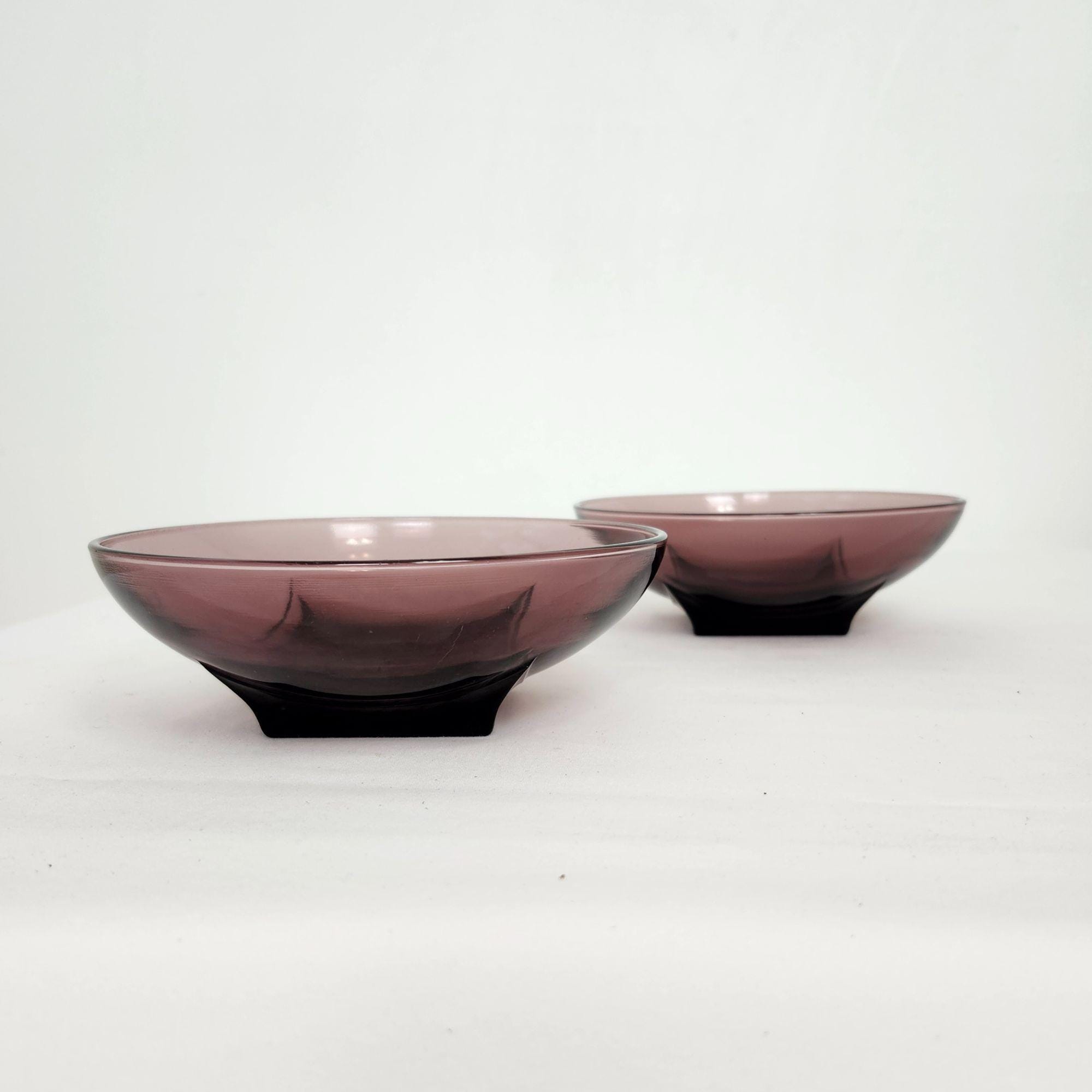Hazel Atlas Moroccan Amethyst Purple Glass Salad Bowls Set