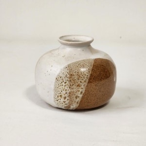Handmade Ceramic Flower Bud Vase Neutral Earth Tones Mid Century Modern Minimalist Accent Piece Boho Chic VTG Home Decor Signed Art Pottery