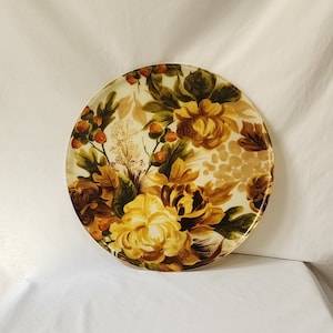 Vintage 60&#39;s Fiberglass Serving Tray Mid Century Modern Floral Pattern Autumn Leaves Retro Mod Grannycore Home Bar Accessory Table Decor