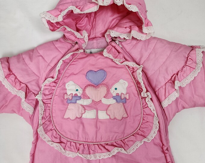 London Fog Vintage Baby Girl Snowsuit 6 9 Months Winterware Full Zip