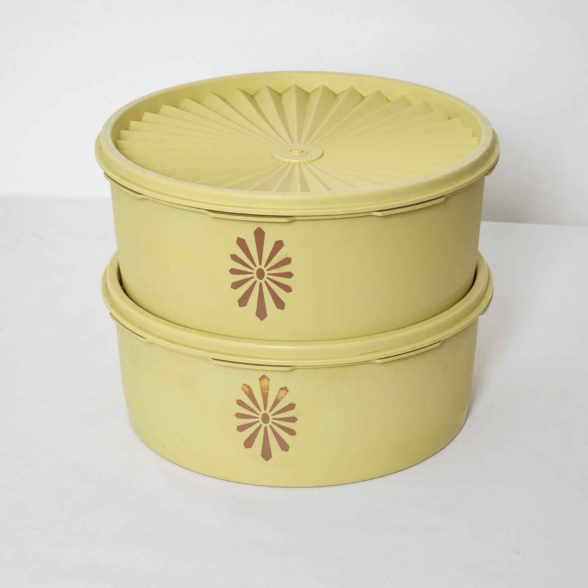 VTG 70s Tupperware Servalier Container Set Daisy Design Retro