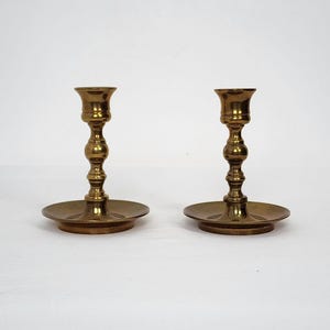 Solid Brass Taper Candlestick Holders Set Of 2 VTG 80s 90s Classic Timeless Home Decor Elegant Modern Farmhouse Boho Chic French Countryside