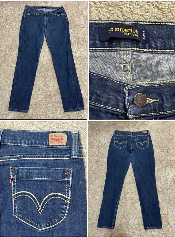 Levis 524 Too Super Low Straight Jeans Womens Sz 13M Dark Wash - Etsy