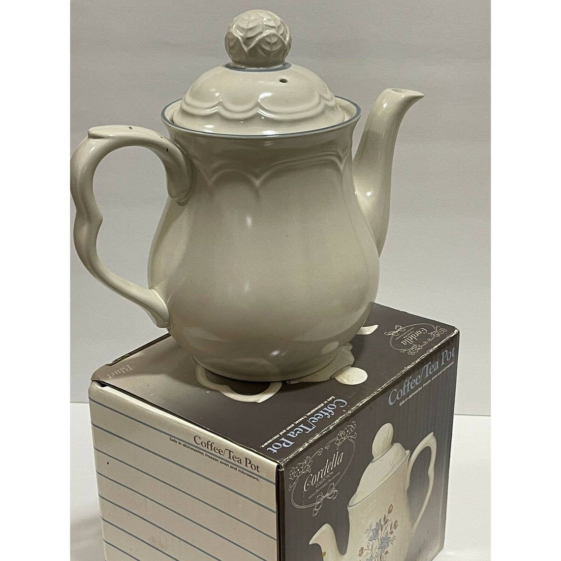 NEW IN BOX Vintage Stoneware Coffee/Tea Pot & Lid Cordella Etsy